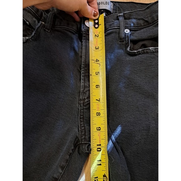 Agolde Toni Black Jeans Distressed Raw Hem Leg W 28 - Picture 6 of 7